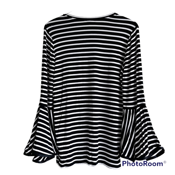 Stella & Dot Maette Avery Stripe Jersey Knit Bell Sleeve Top Size Medium - Picture 7 of 7
